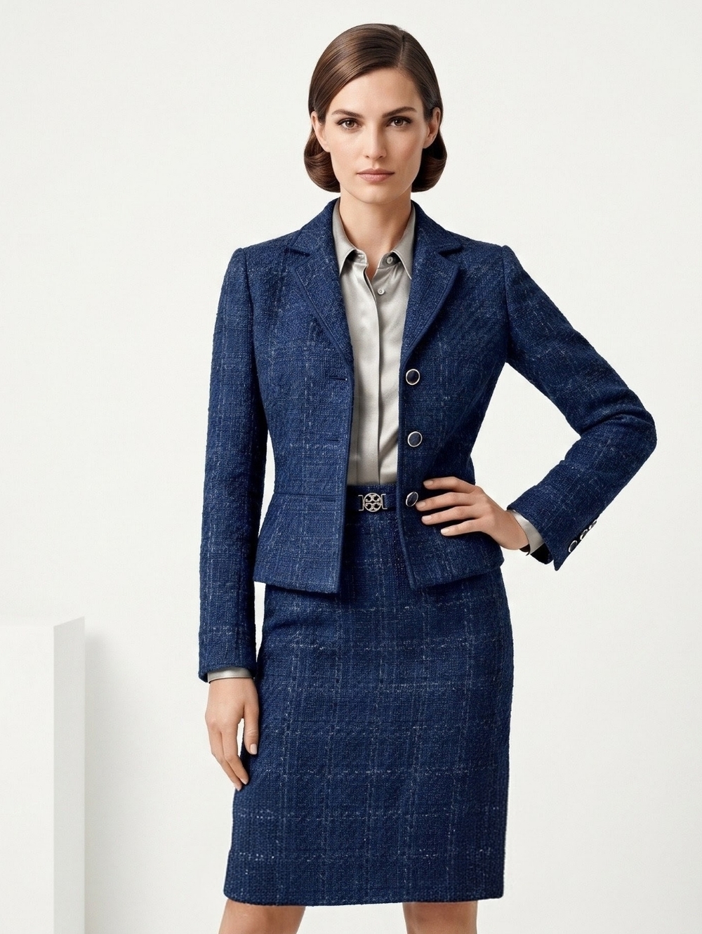 Tory Burch MSRP: $989 Metallic Tweed Skirt Suit Gold Accents Top 6 Skirt 8 NWOT